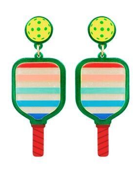 Stripe Pickleball Earrings